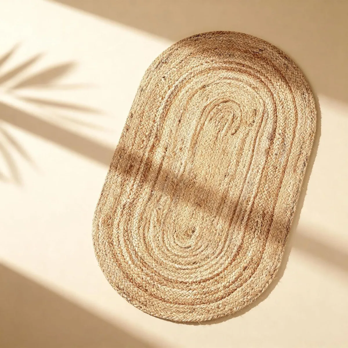 Natural Round Jute Area Rug Boho Braided Hand - Image 1