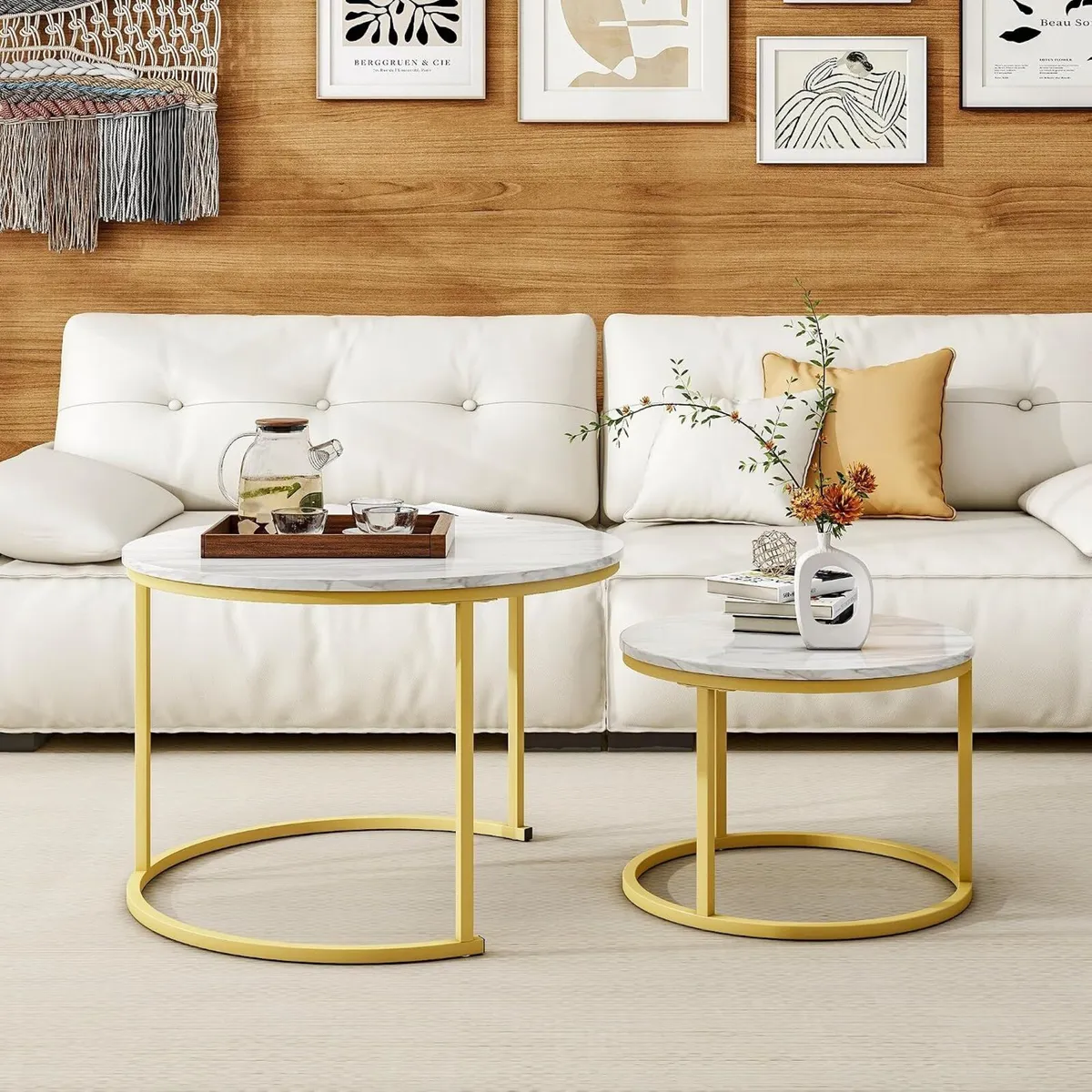 Round Coffee Table Nest Tables for Living Room - Image 4
