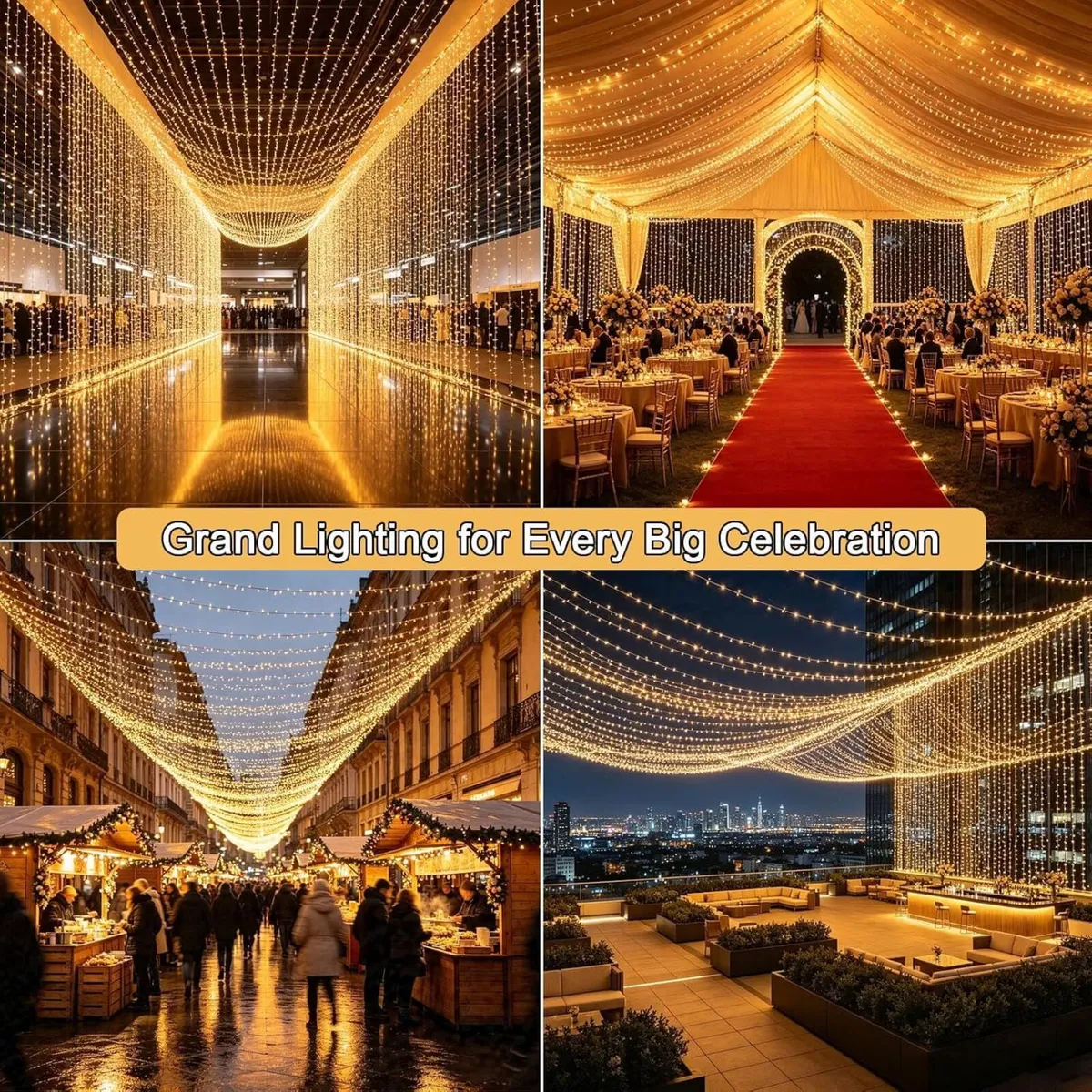 6m X 3m 600led Plug in Curtain Fairy (2 Pack) - Image 2
