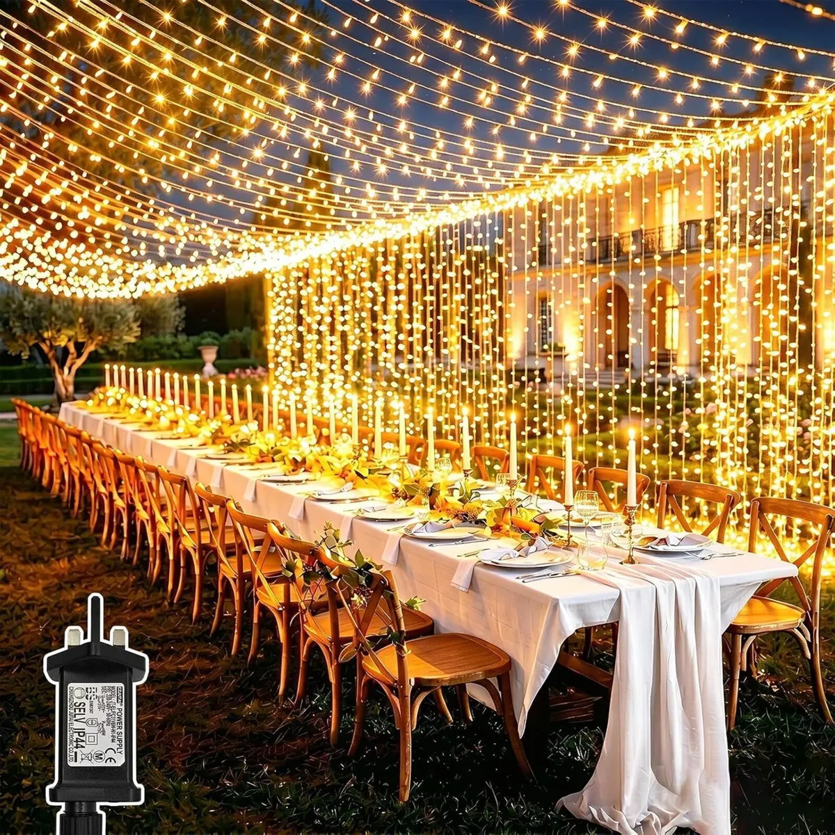 6m X 3m 600led Plug in Curtain Fairy (2 Pack) - Image 1