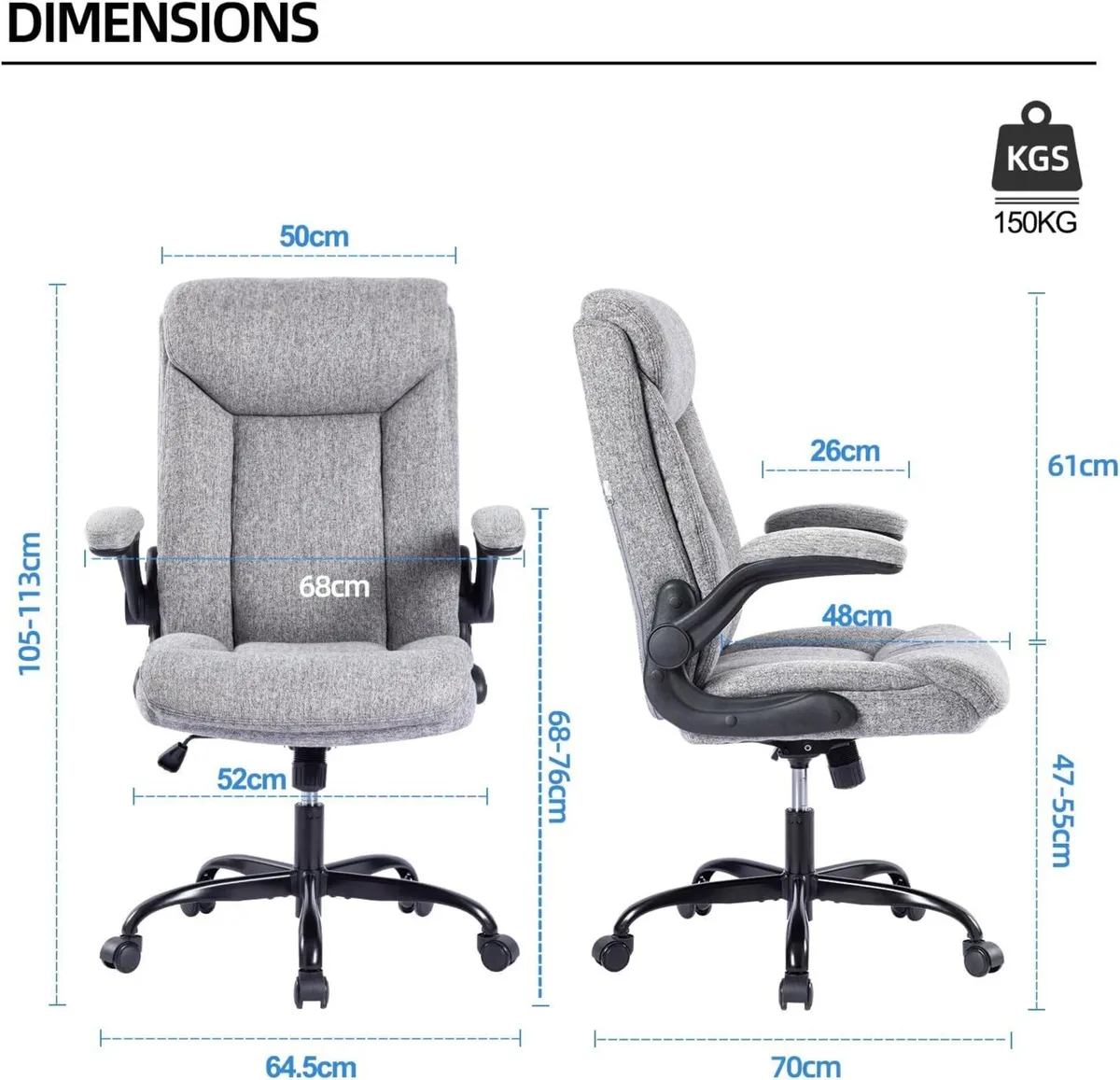 Office Chairs for Home Ergonomic Fabric Desk Chair - Image 3