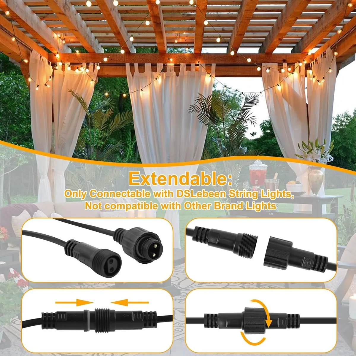 Lights Outdoor Garden String Mains Powered 150FT - Image 3