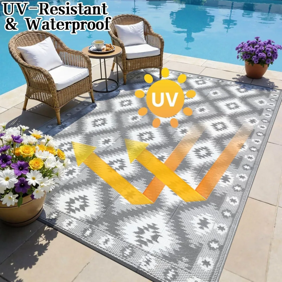 Outdoor Rug for Patio Waterproof 270x360CM - Image 4