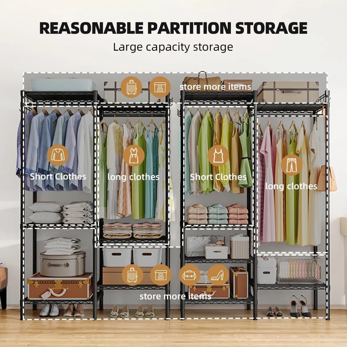 Heavy Duty Clothes Rail with Adjustable Shelves - Image 4