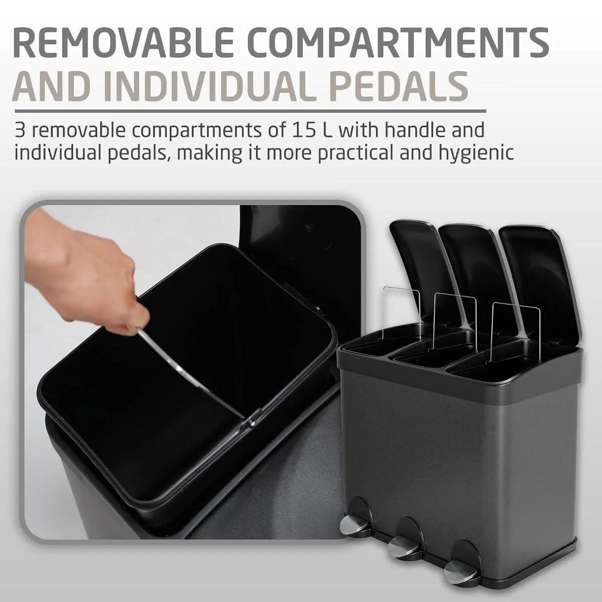 Triple Pedal Bin 45 Litres Mod - Image 3