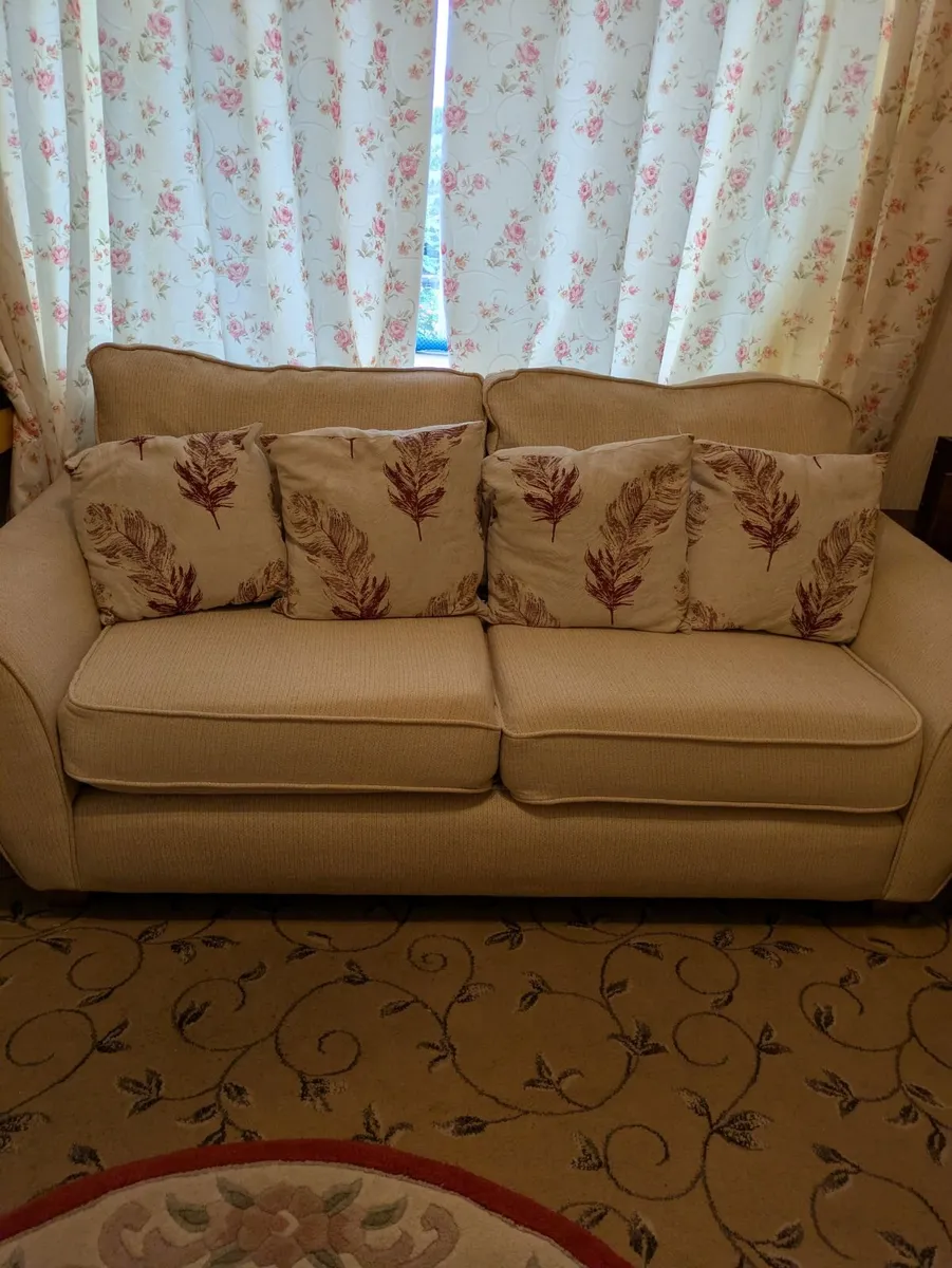 2 seater & 3 seater beige sofas for sale - Image 2