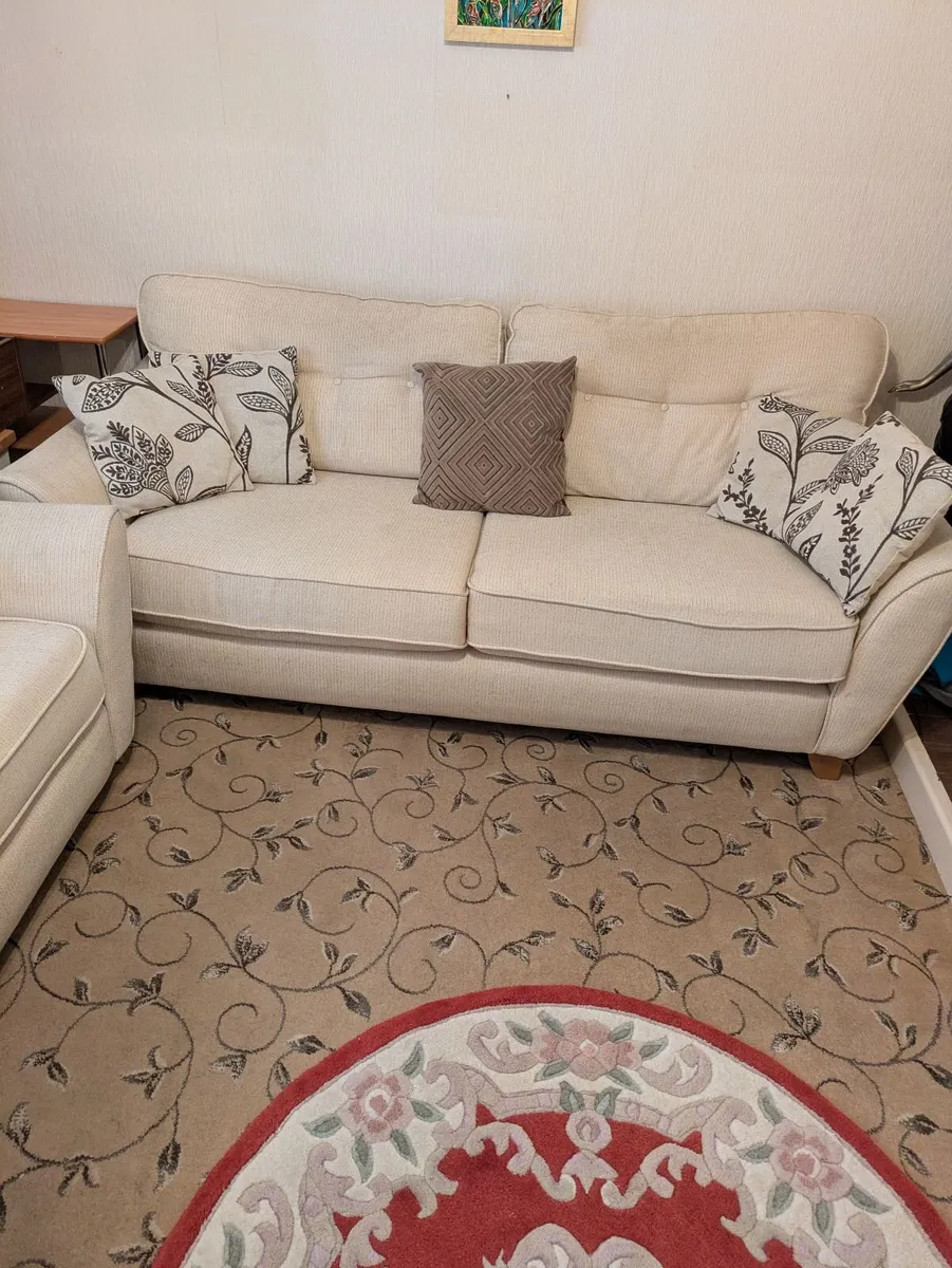 2 seater & 3 seater beige sofas for sale - Image 3
