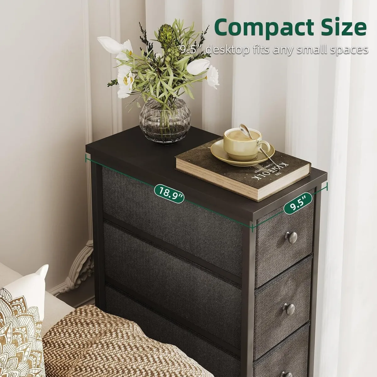 Narrow Chest of Drawers 24CM Wide 5 Drawer - Image 4