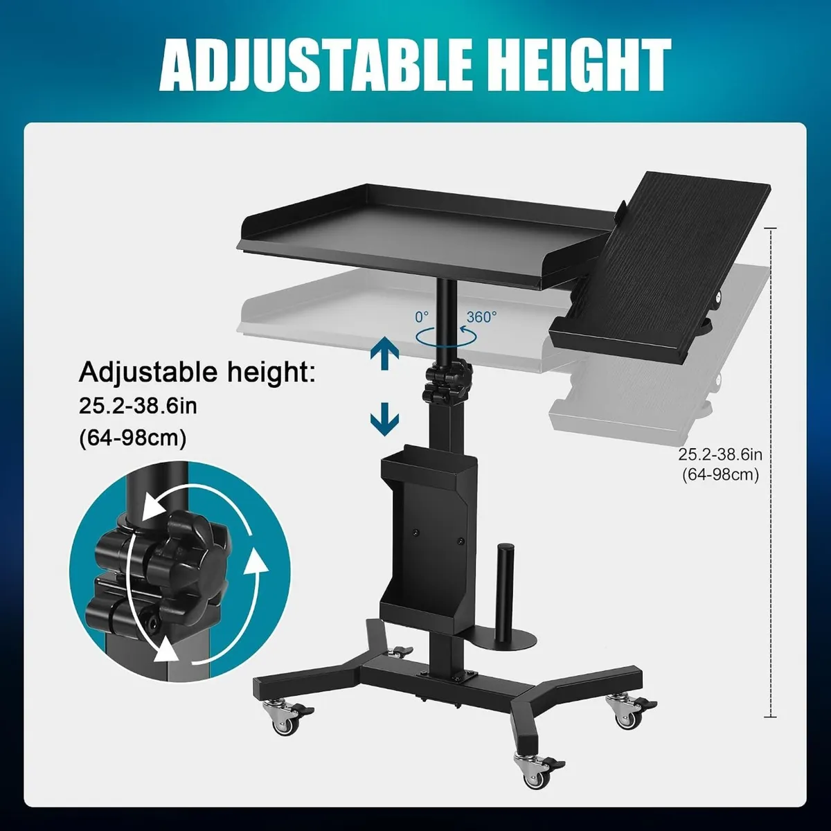 Tattoo Tray Cart on Wheels with Extension - Image 3