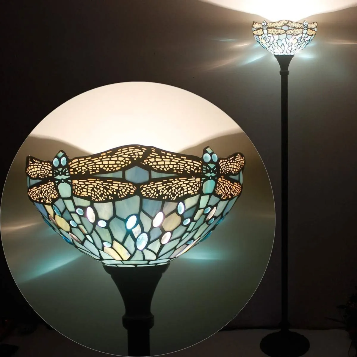Tiffany Floor Lamp Sea Stained Glass Dragonfly - Image 4