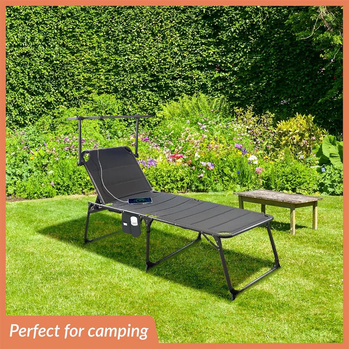 Foldable Sun Bed with 20W Solar Sunshield - Image 2