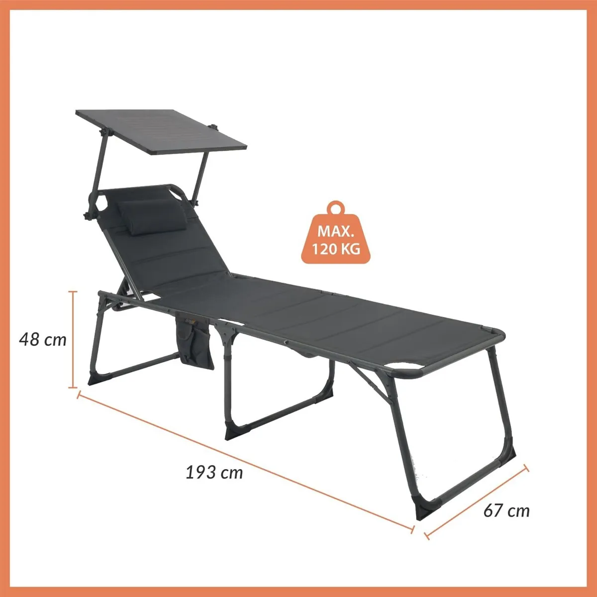 Foldable Sun Bed with 20W Solar Sunshield - Image 3