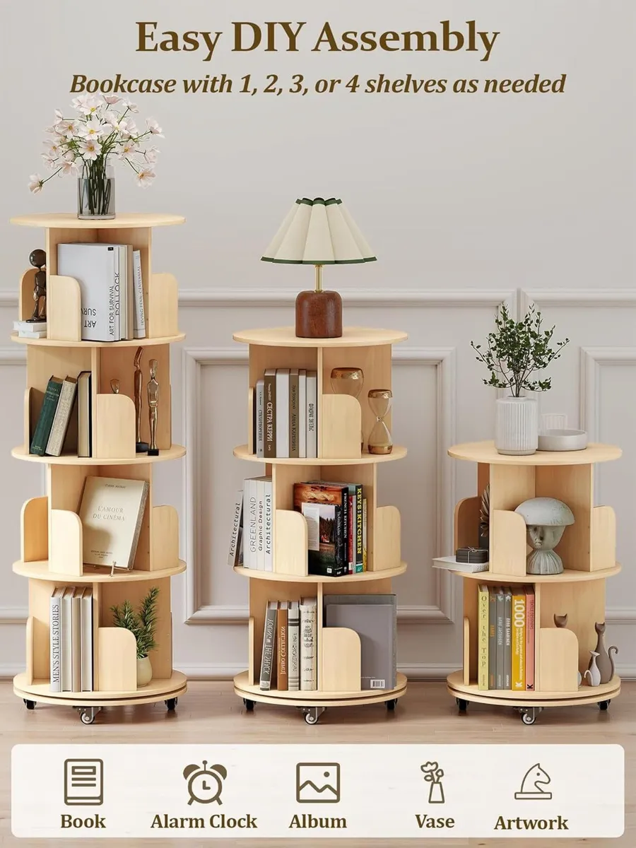 4-Tier Removable Rotating Bookshelf Kids - Image 3
