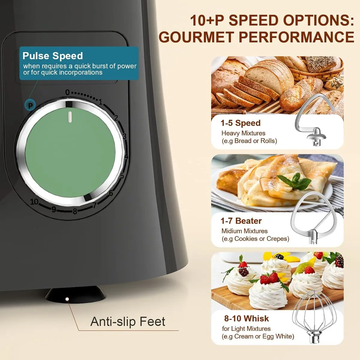 Small Stand Mixer 1500W 10-Speed Food Mixers - Image 4