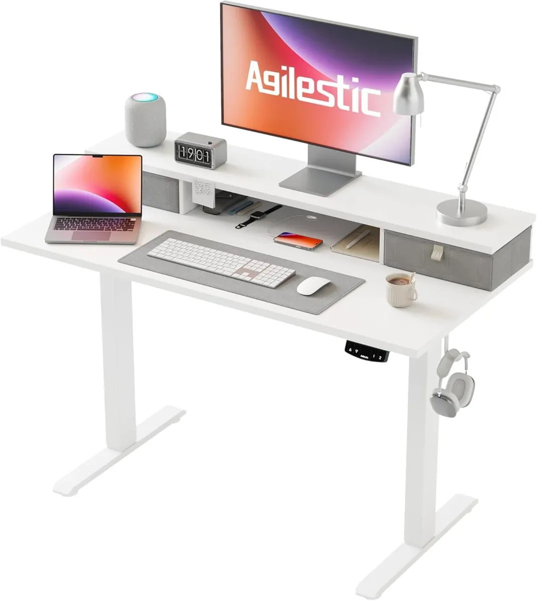 Electric Adjustable Height Desk with 2 Fabric - Image 1