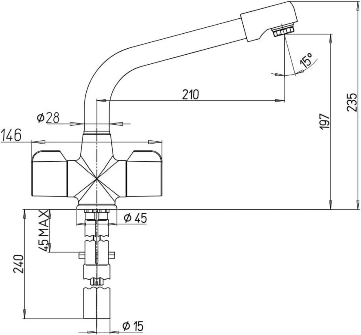 Kitchen Sink Mixer Tap with Swivel Spout Twin - Image 4