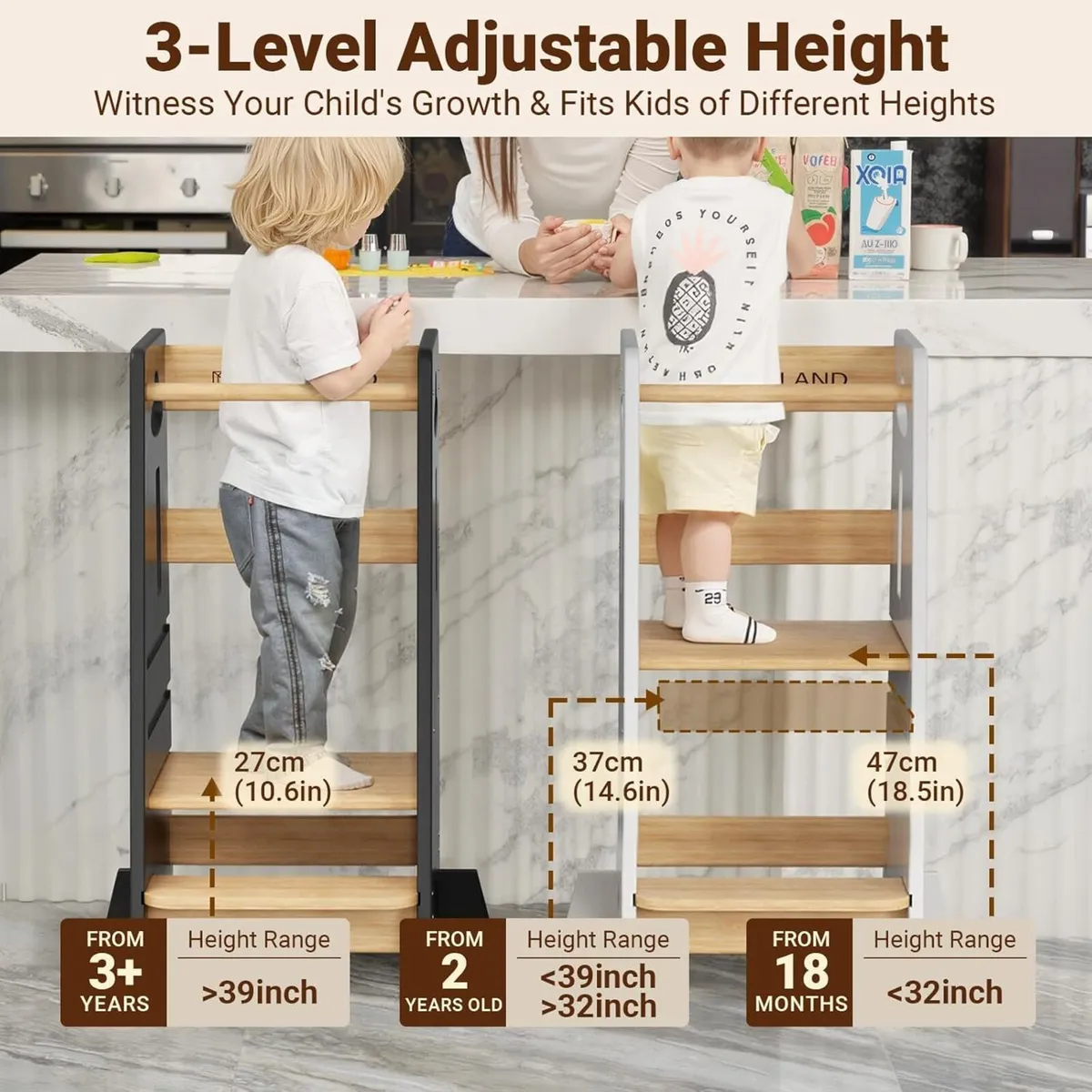 Toddler Step Stool Height Adjustable Kitchen - Image 3