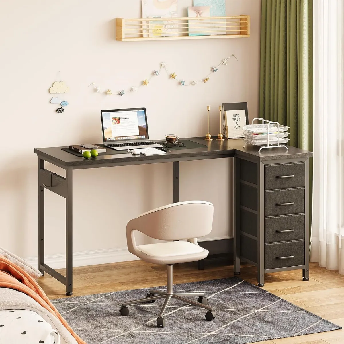 Small Corner Desk with Drawers for Home Office - Image 2