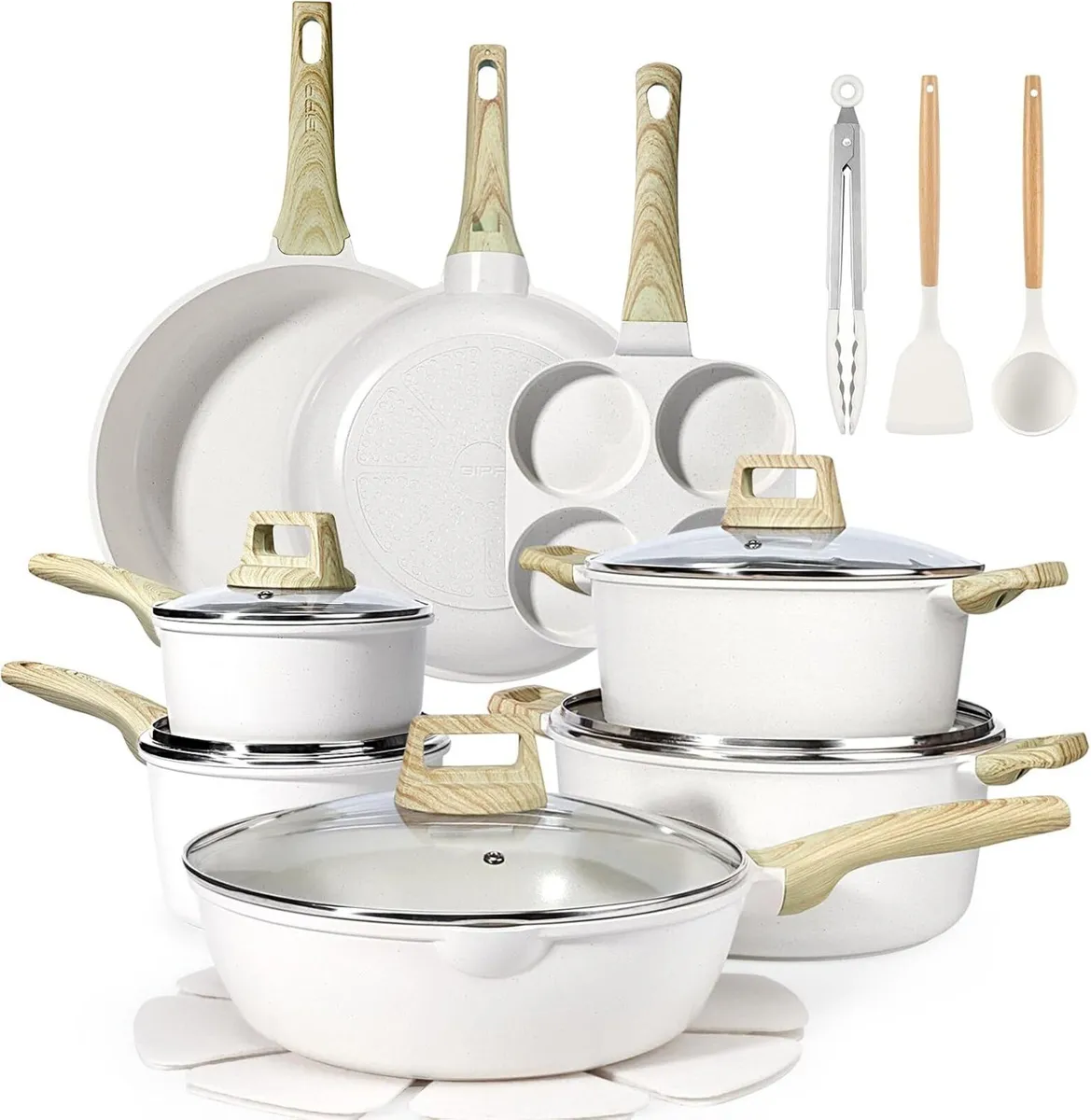 Pots and Pans Set Non Stick 17pcs Granite - Image 1