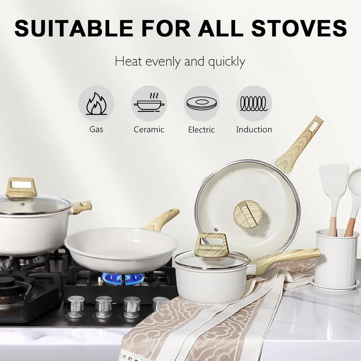 Pots and Pans Set Non Stick 17pcs Granite - Image 4