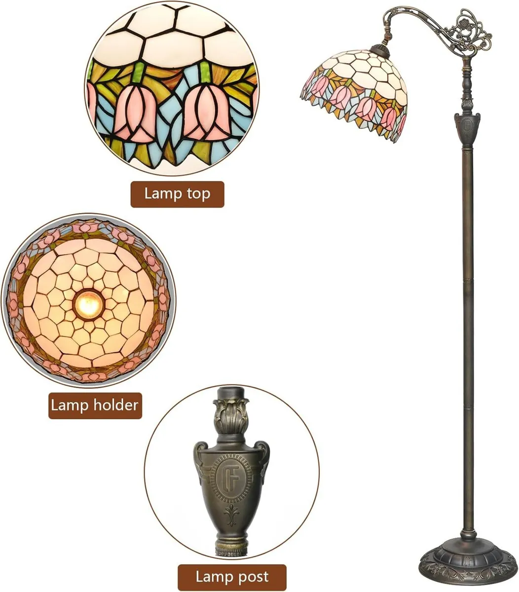 Tiffany Floor Lamp Tulip Stained Glass Gooseneck - Image 4