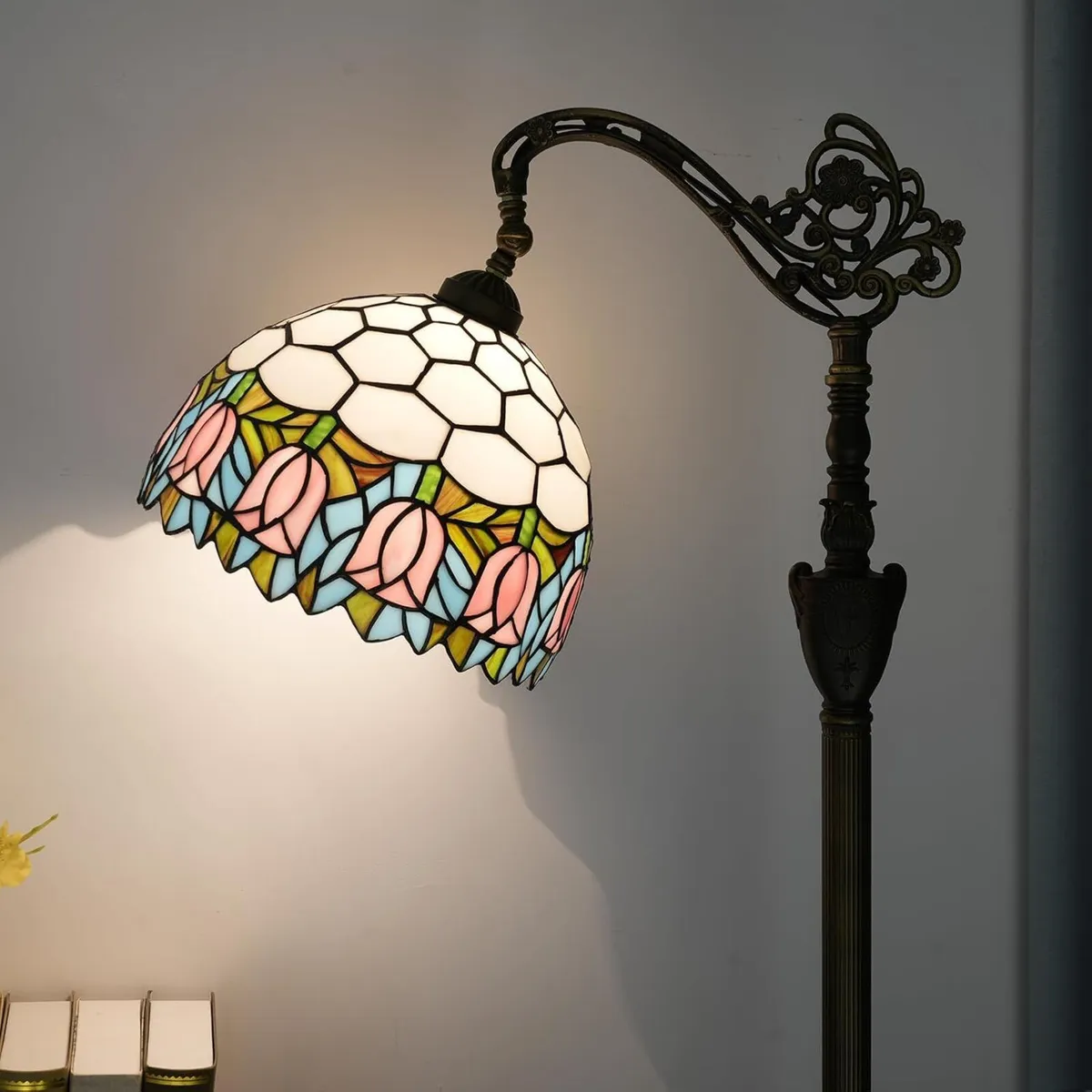 Tiffany Floor Lamp Tulip Stained Glass Gooseneck - Image 1