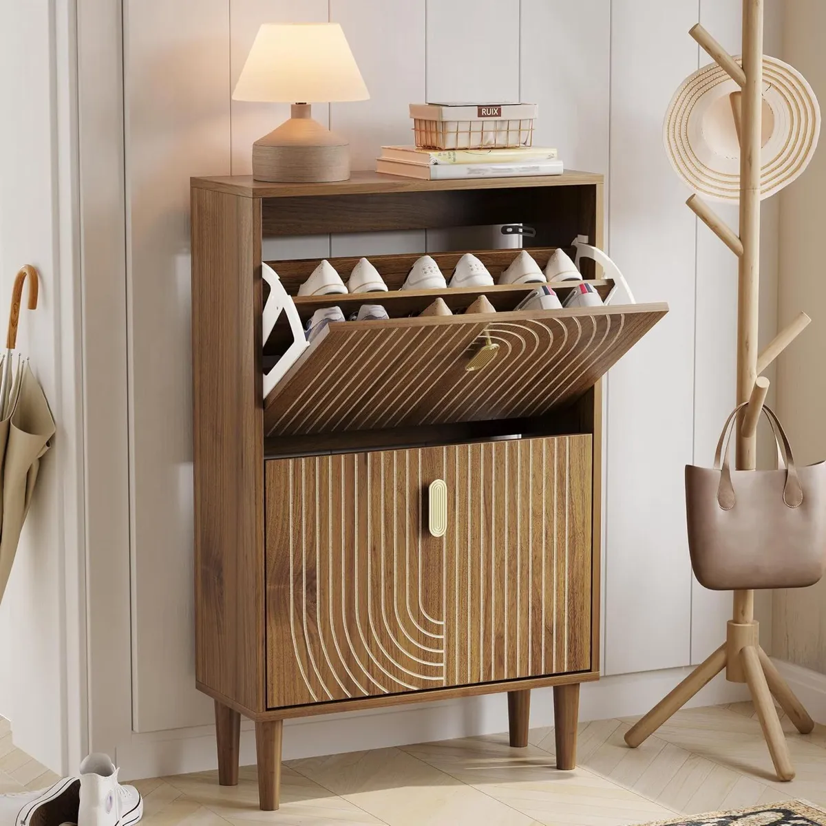 Shoe Cabinet Storage for Entryway with 2 Flip - Image 3
