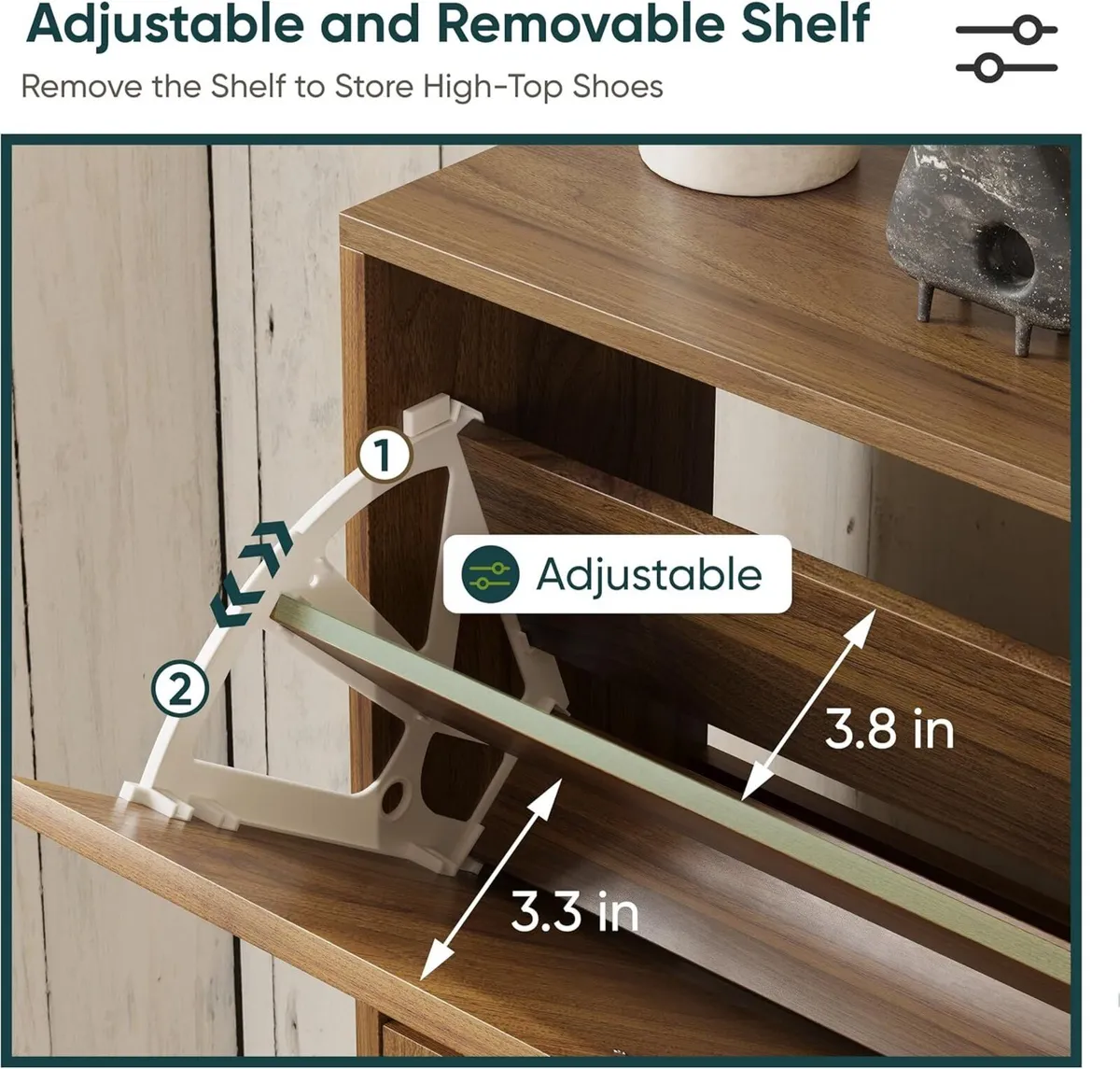 Shoe Cabinet Storage for Entryway with 2 Flip - Image 4