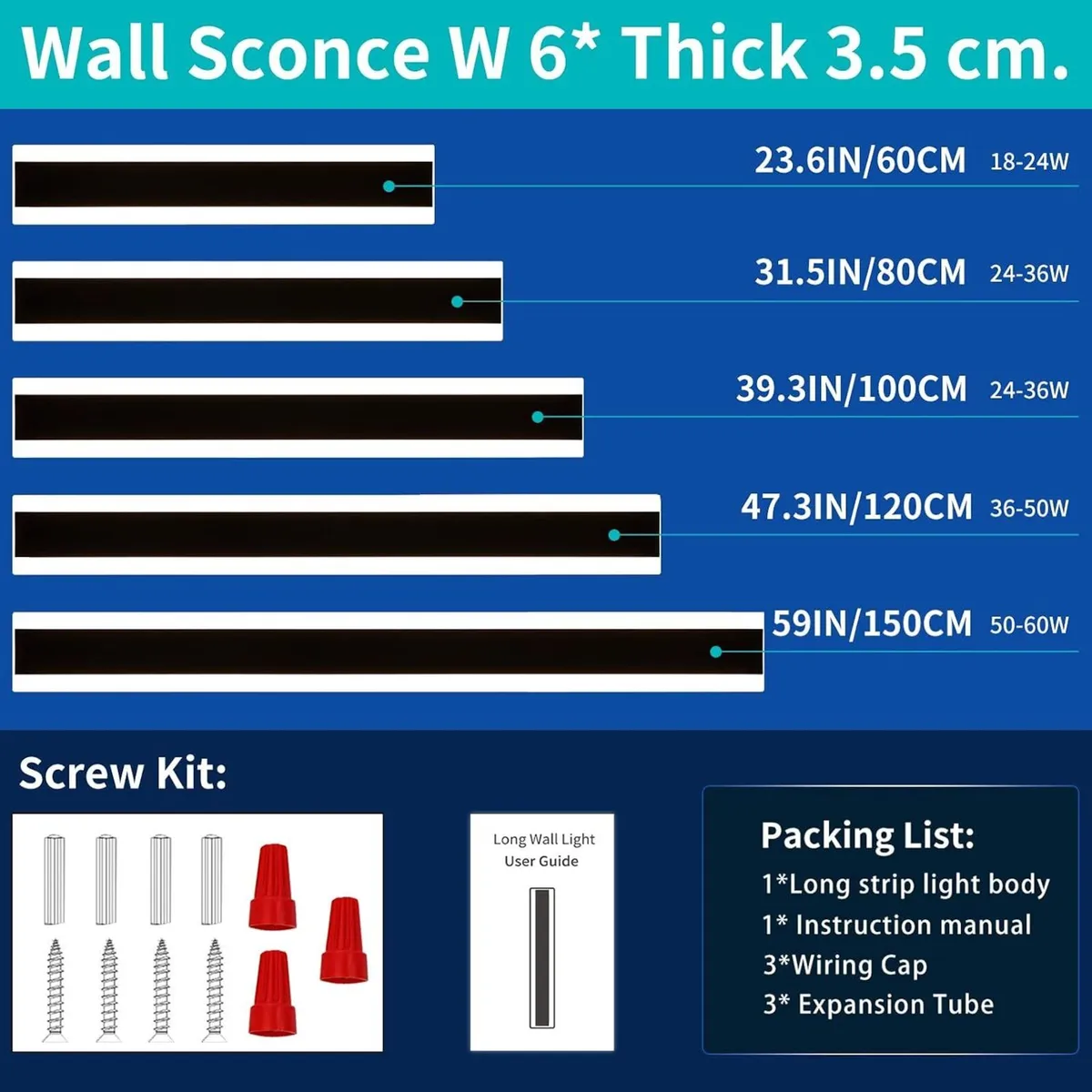 Modern LED Aluminium 120CM Wall Light - Image 2