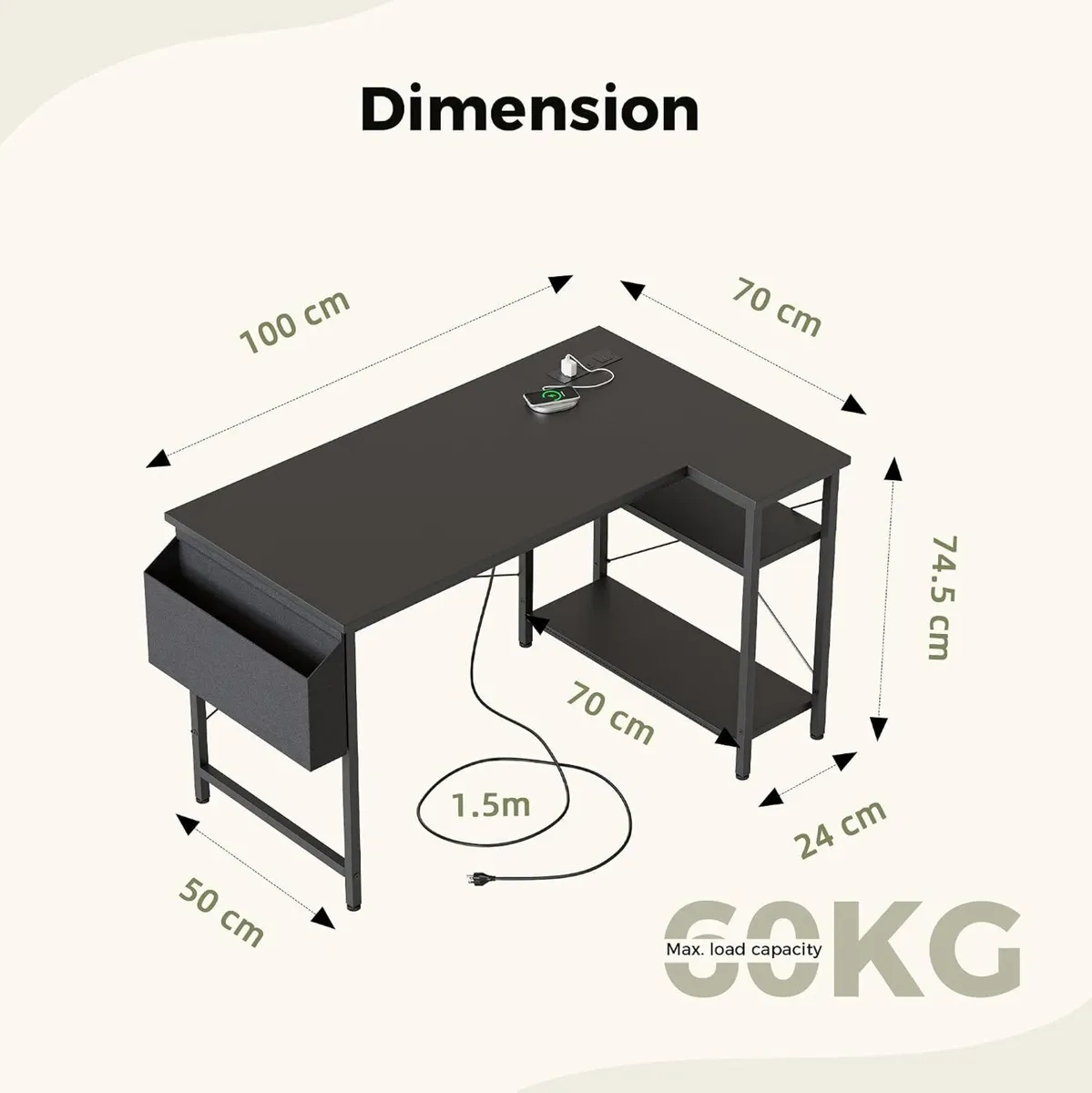 Corner Desk W. Power Outlets - Image 2