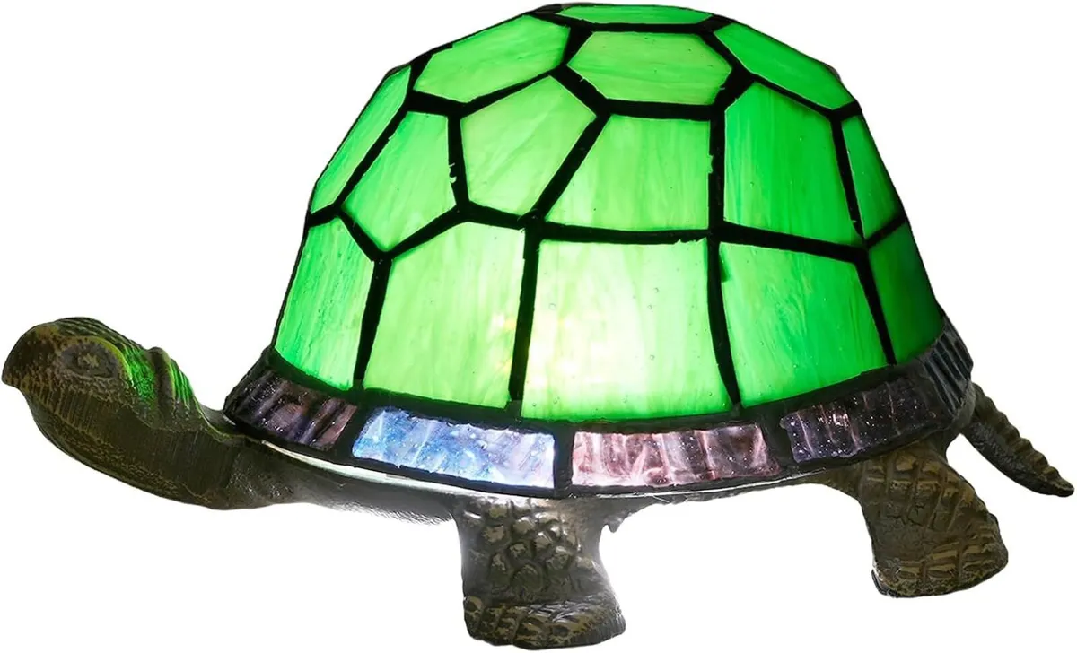 Tiffany Style Turtle Table Lamp Stained Glass Kids - Image 1