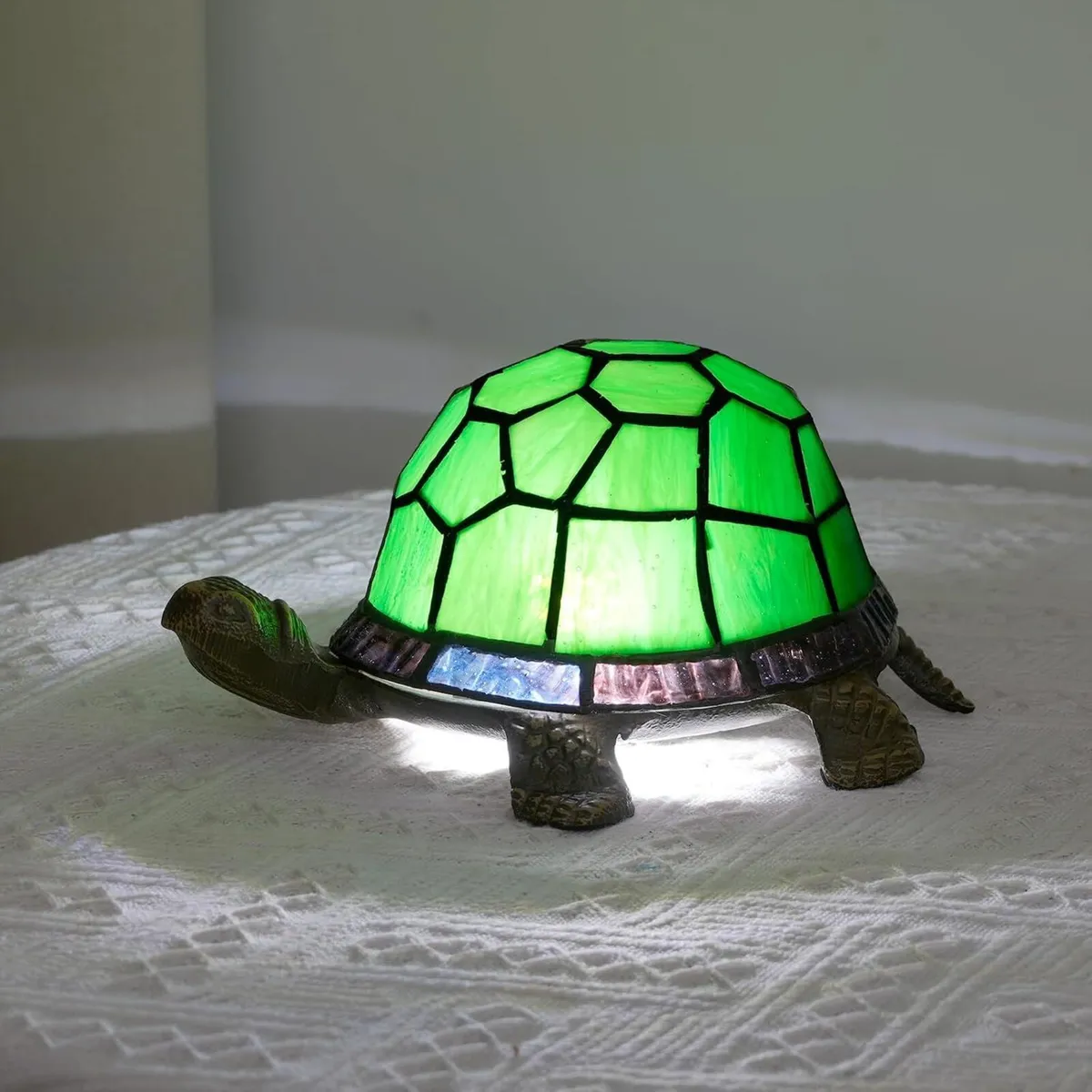 Tiffany Style Turtle Table Lamp Stained Glass Kids - Image 2