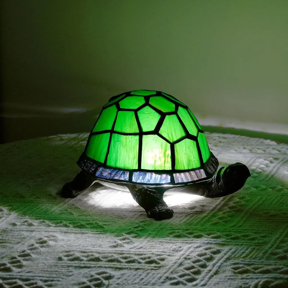 Tiffany Style Turtle Table Lamp Stained Glass Kids - Image 3