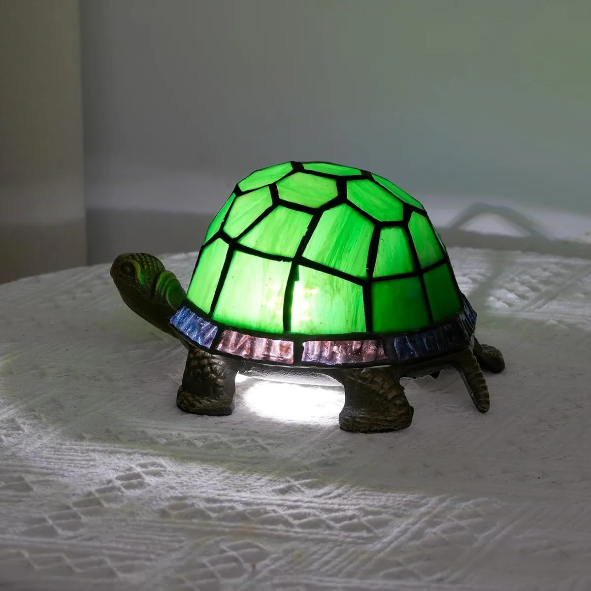 Tiffany Style Turtle Table Lamp Stained Glass Kids - Image 4