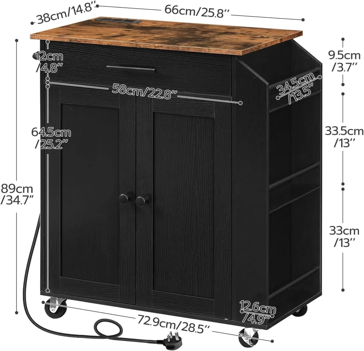 Kitchen Island on Wheels Rolling Storage Trolley - Image 3