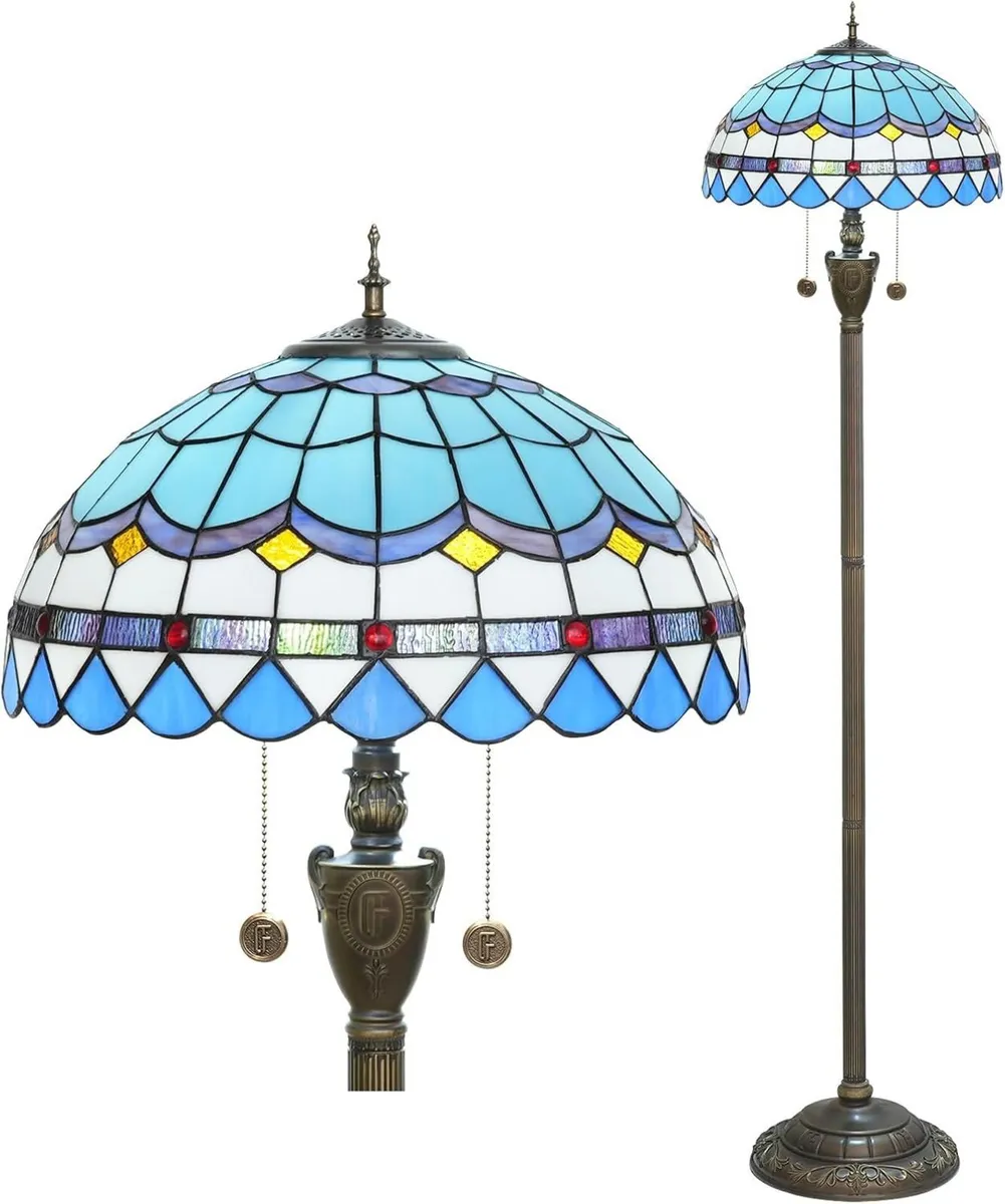 Tiffany Floor Lamp Mediterranean Style Stained - Image 1
