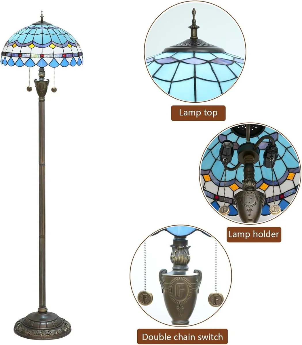 Tiffany Floor Lamp Mediterranean Style Stained - Image 4