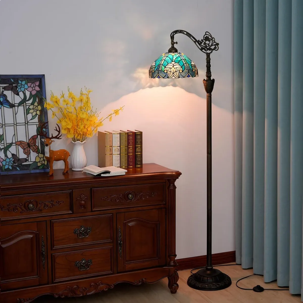 Tiffany Floor Lamp Vintage Standing Stained Glass - Image 3