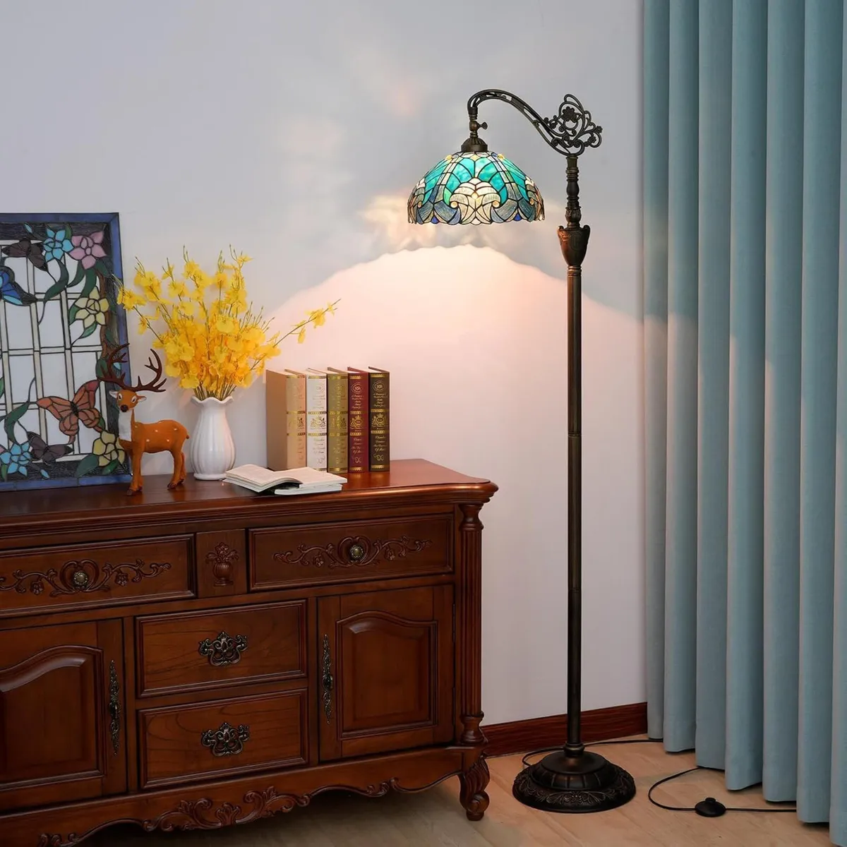 Tiffany Floor Lamp Vintage Standing Stained Glass - Image 2