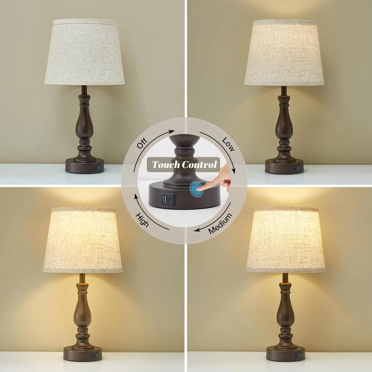 Table Lamp for Bedroom Bedside Lamps with Dual - Image 3