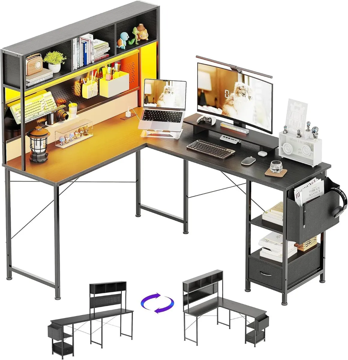148x120CM L-Shaped Corner Gaming Desk Reversible - Image 1