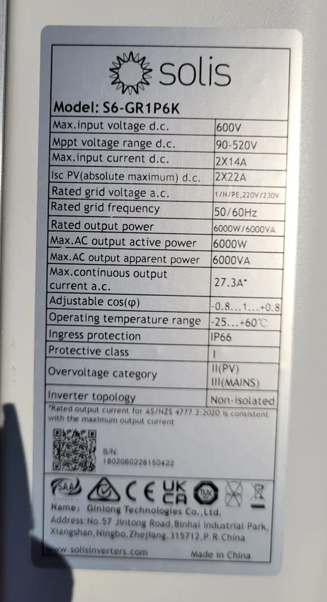 Solis Solar Inverter S6-GR1P6K 6kW - (not hybrid) - Image 3