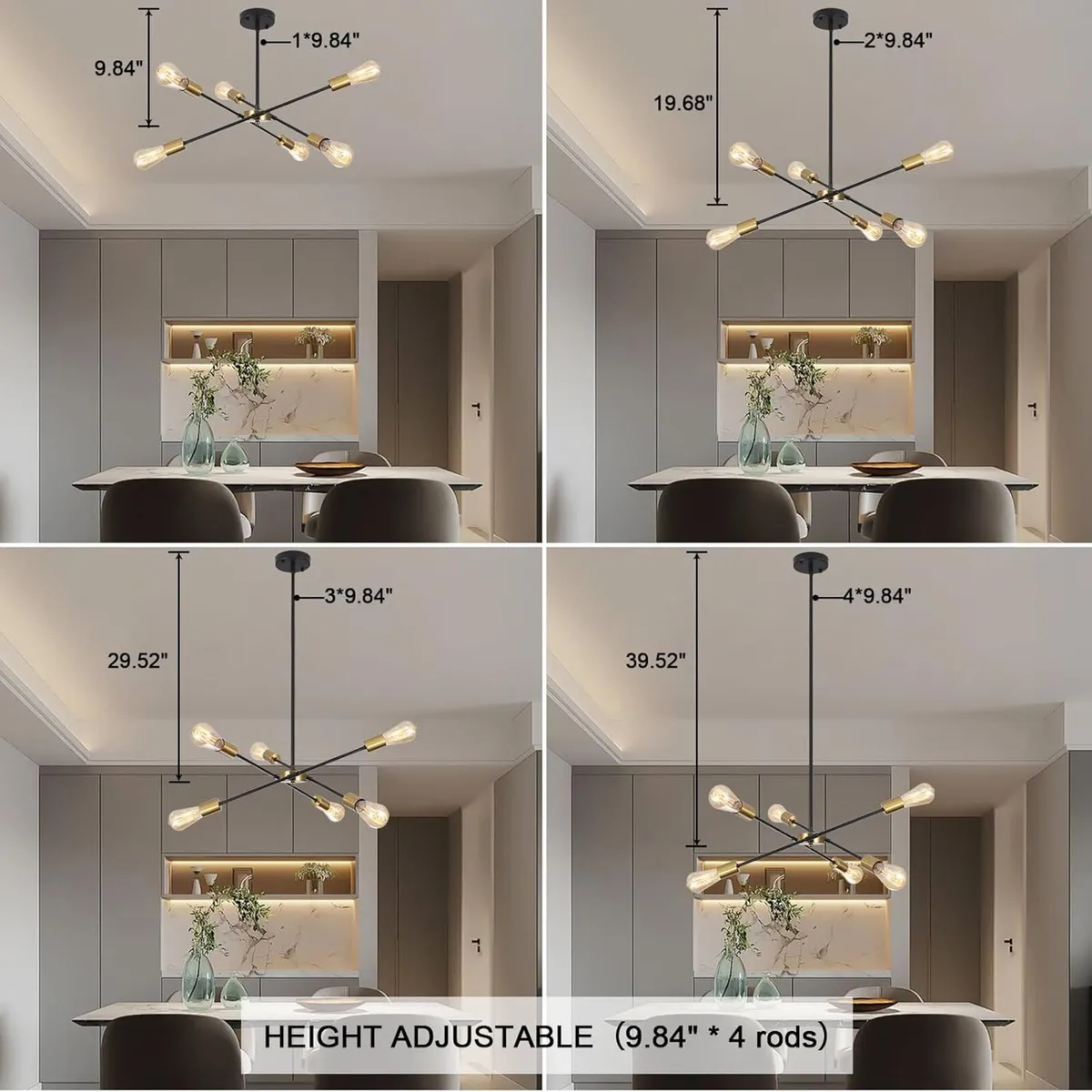 Chandeliers Ceiling Light 6 Lights Sputnik Height - Image 2