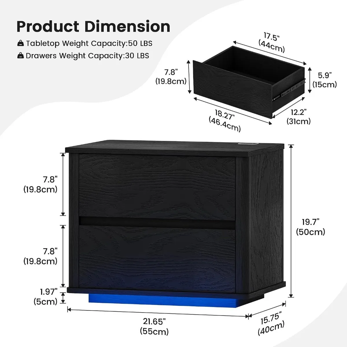 Modern LED Bedside Table with Charging Function - Image 2