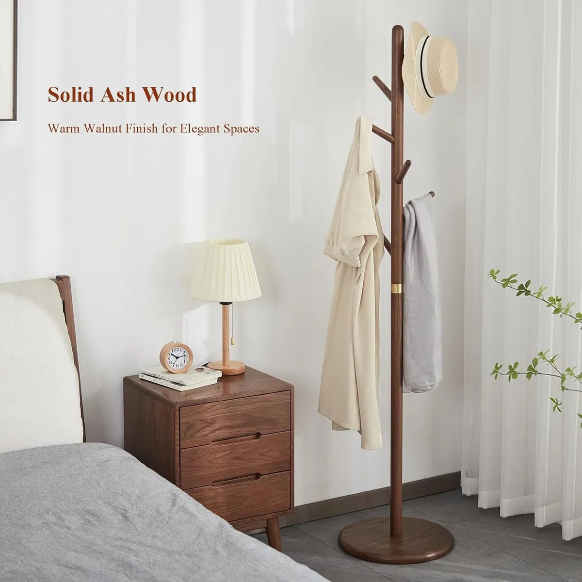Solid Wood Coat Rack Freestanding 6 Hooks - Image 4