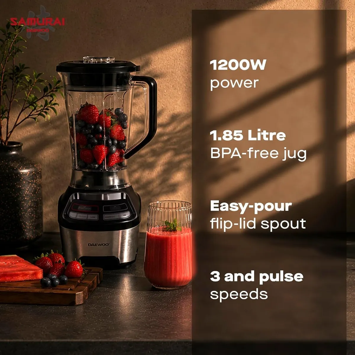 Samurai Power Blend Pro 1200W Jug Blender Ice - Image 2