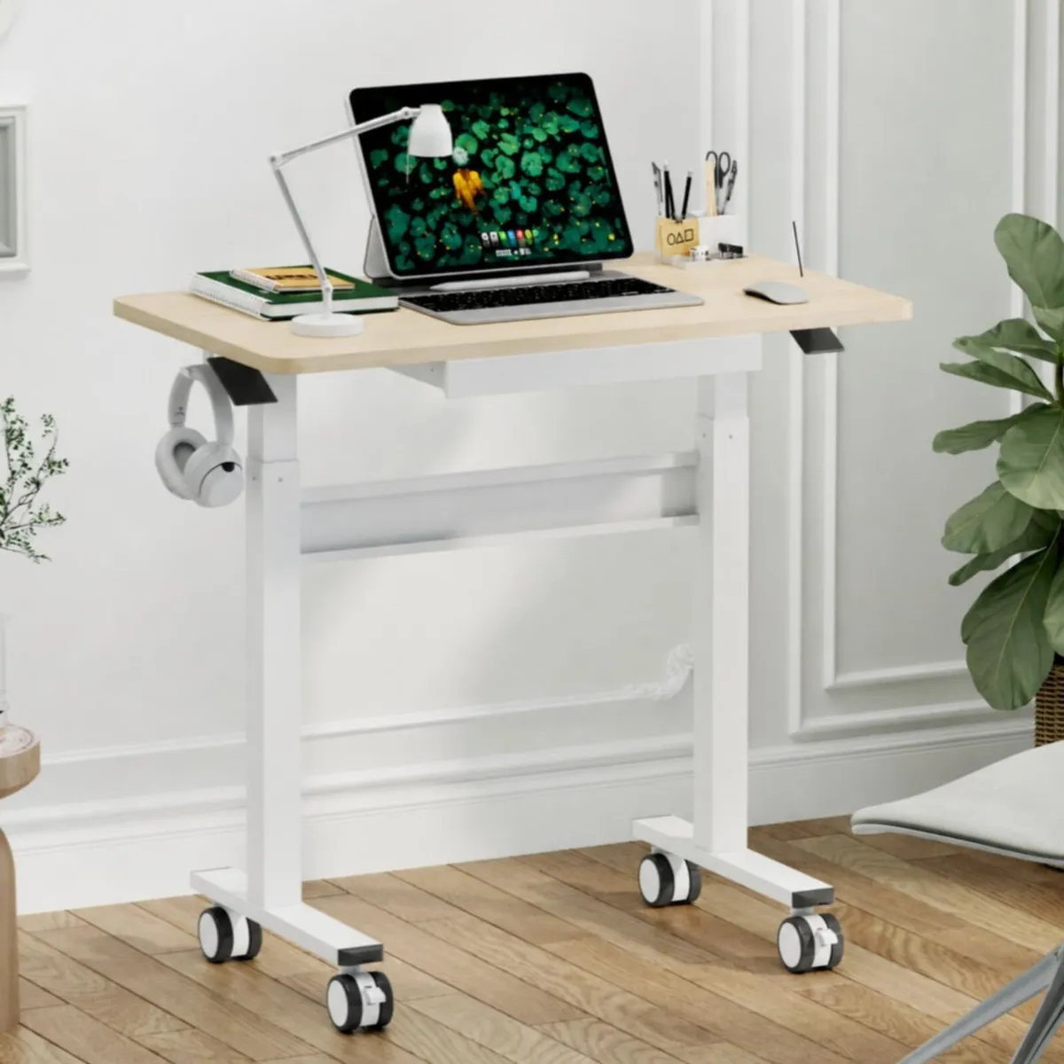 Mobile Standing Desk Pneumatic Height Adjustable - Image 1