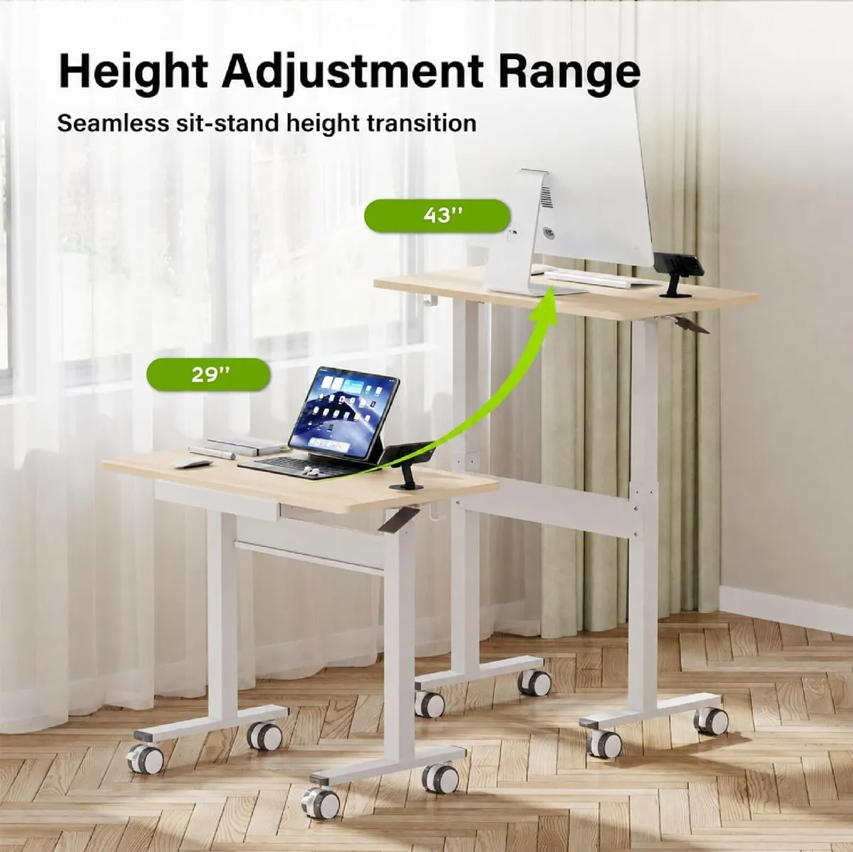 Mobile Standing Desk Pneumatic Height Adjustable - Image 3