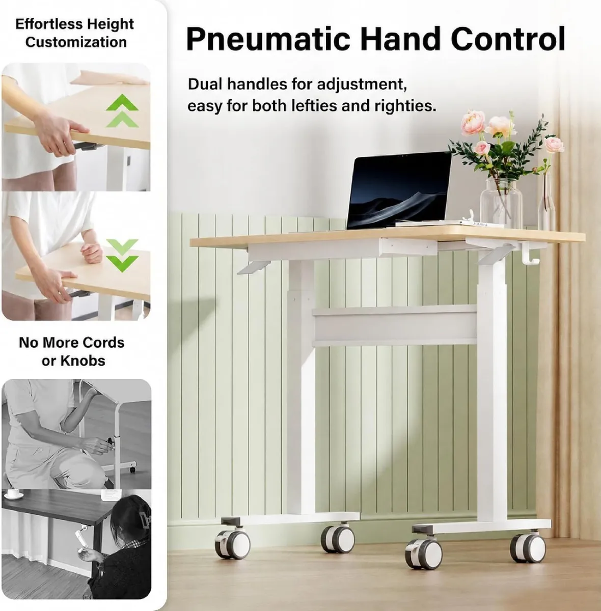 Mobile Standing Desk Pneumatic Height Adjustable - Image 4