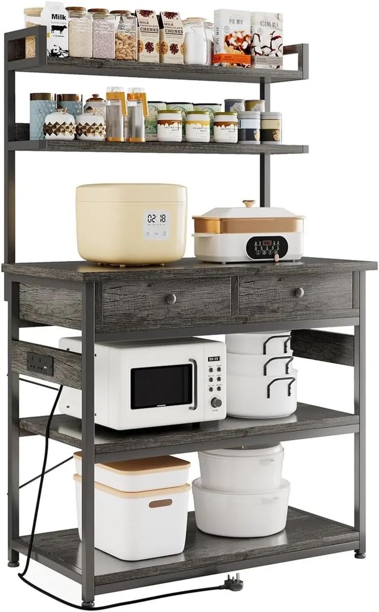 5-Tiers Bakers Rack Kitchen Storage Shelves with 2 - Image 1
